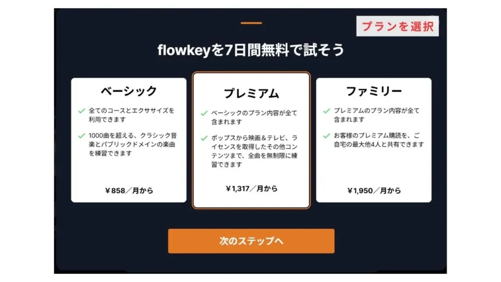 flowkeyの登録手順3
