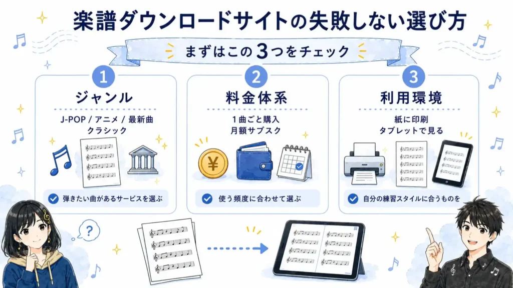 楽譜ダウンロードサービスの選び方