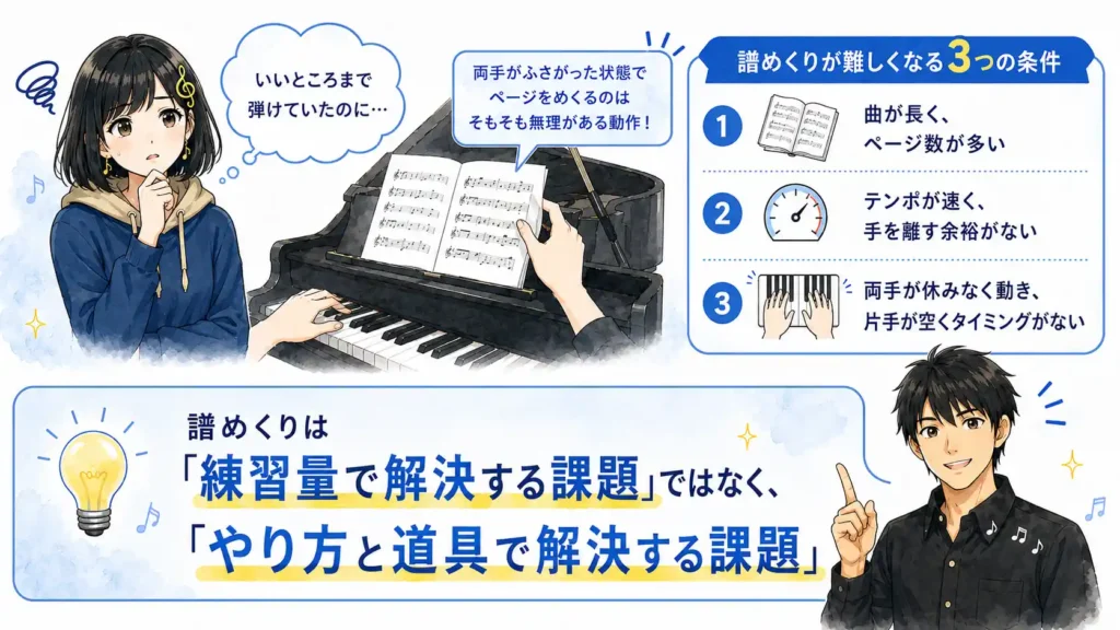 譜めくりができない原因と対策