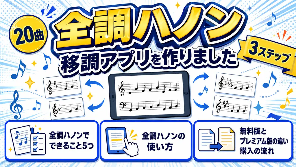 ハノンを全調で弾く移調アプリ「全調ハノン」