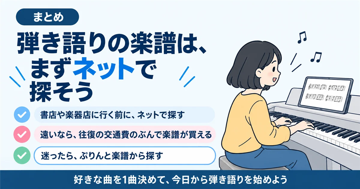 まとめ:弾き語りの楽譜はまずネットで探そう